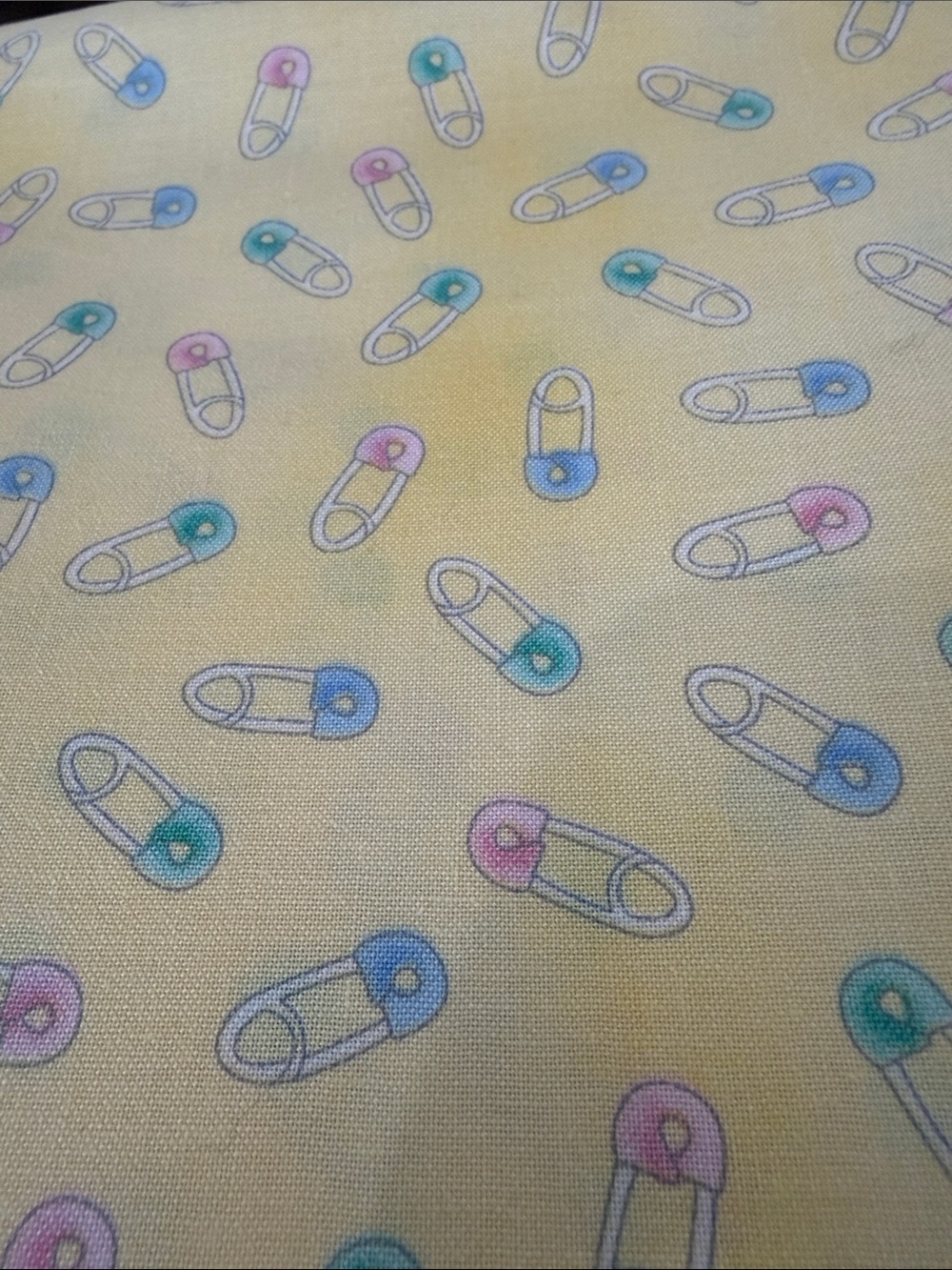 Yellow Fabric with Pastel Safety Pin Print